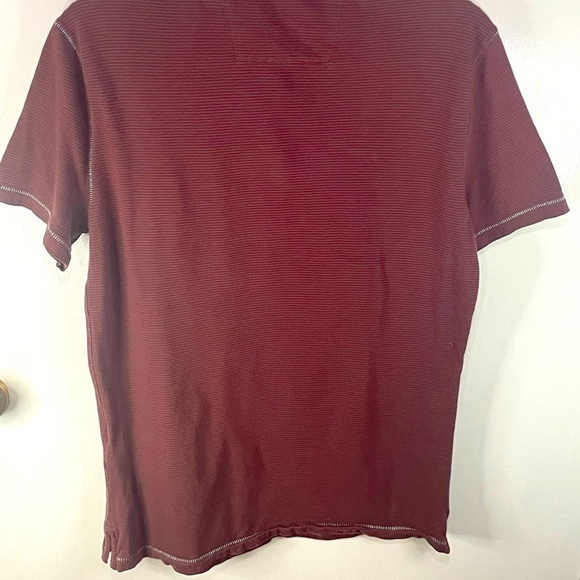 John Varvatos Maroon and Grey Striped Collared Short Sleeve Size Small - Picture 7 of 12